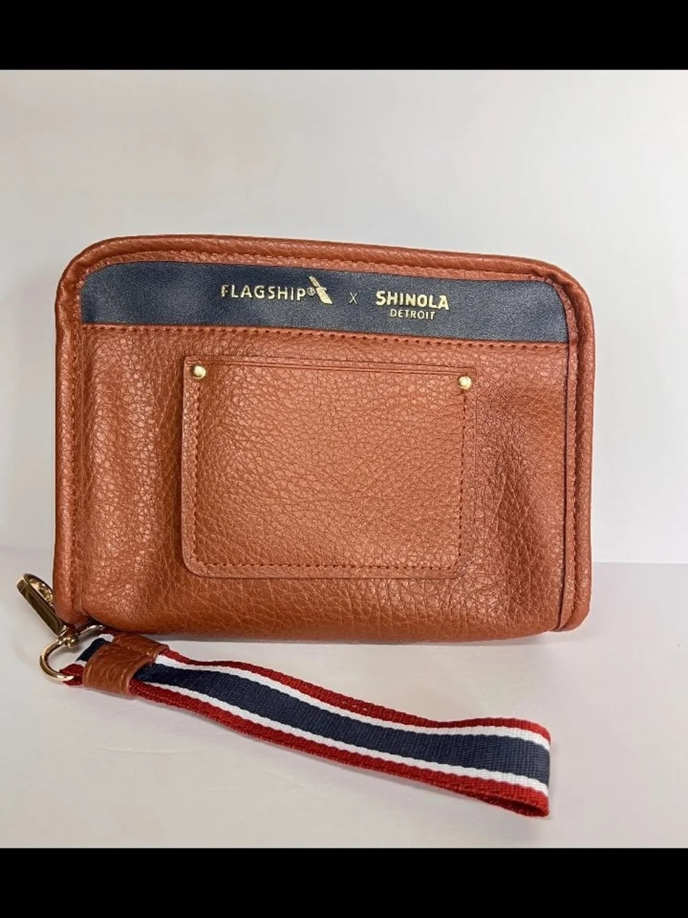 Cognac Leather Wristlet Wallet